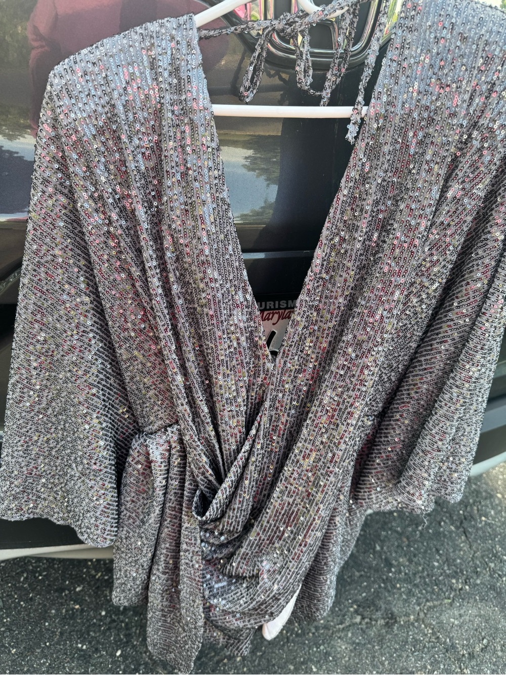Elllae Lisque Silver Sequin Backless Mini Dress - Glamorous Party Dress - Picture 7 of 8